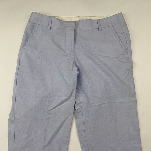 J. Crew Factory Skimmer Pant Cropped Blue 100% Cotton Oxford Size 8 - Picture 3 of 11